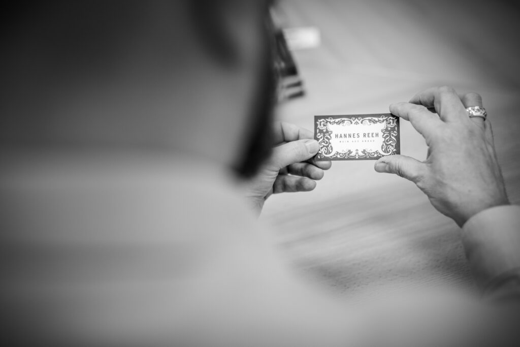 Werbefotografie - Druckzentrum Eisenstadt - Detailaufnahme Visitenkarte Hannes Reeh