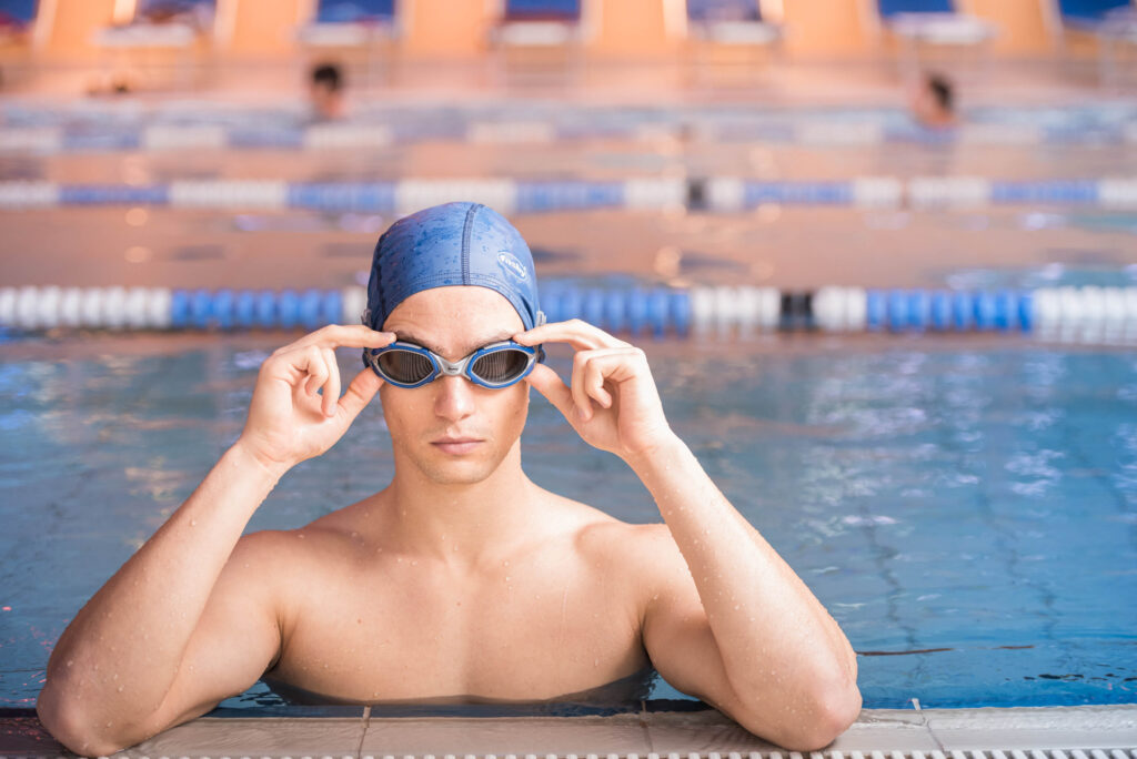 Werbefotografie Therme Nova- Sportbecken Imagefoto mit männlichen Model