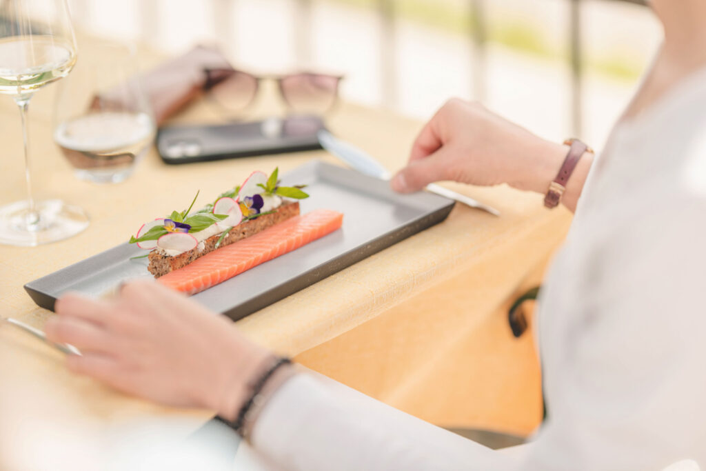 Nahaufnahme eines Fischgerichts