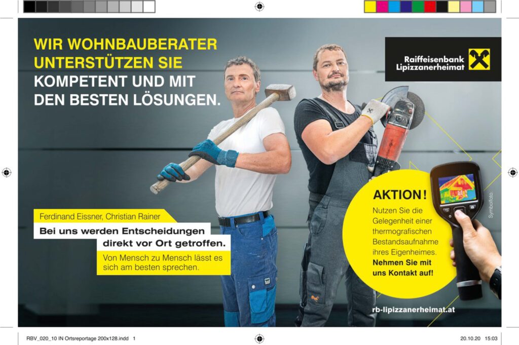 Werbefotografie für "Raiffeisenbank Lipizzanerheimat" - Plakat für die Wohnbauberatung