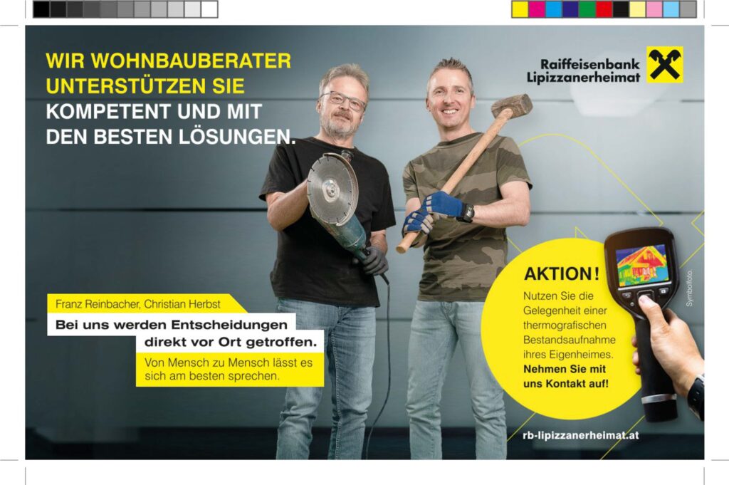 Werbefotografie für "Raiffeisenbank Lipizzanerheimat" - Plakat für die Wohnbauberatung