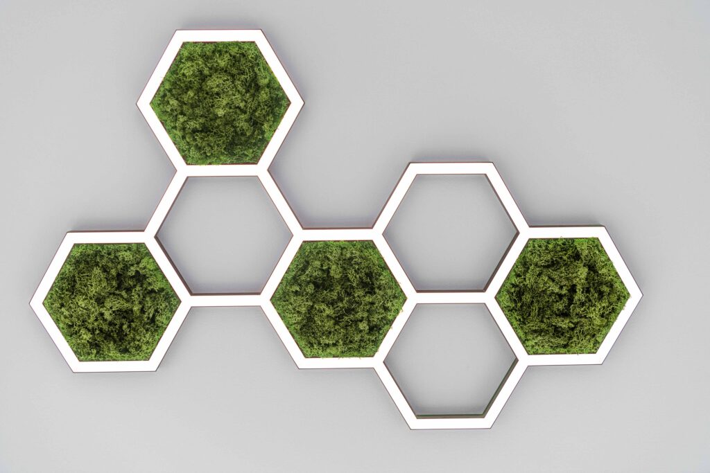 Werbefotografie Living Lights - Produktaufnahme einer Wandleuchte mit Moos